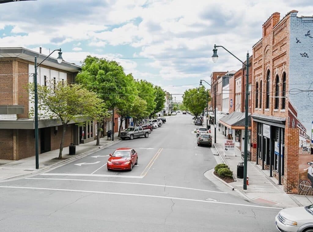 A view of Sunset Avenue in Downtown Asheboro
